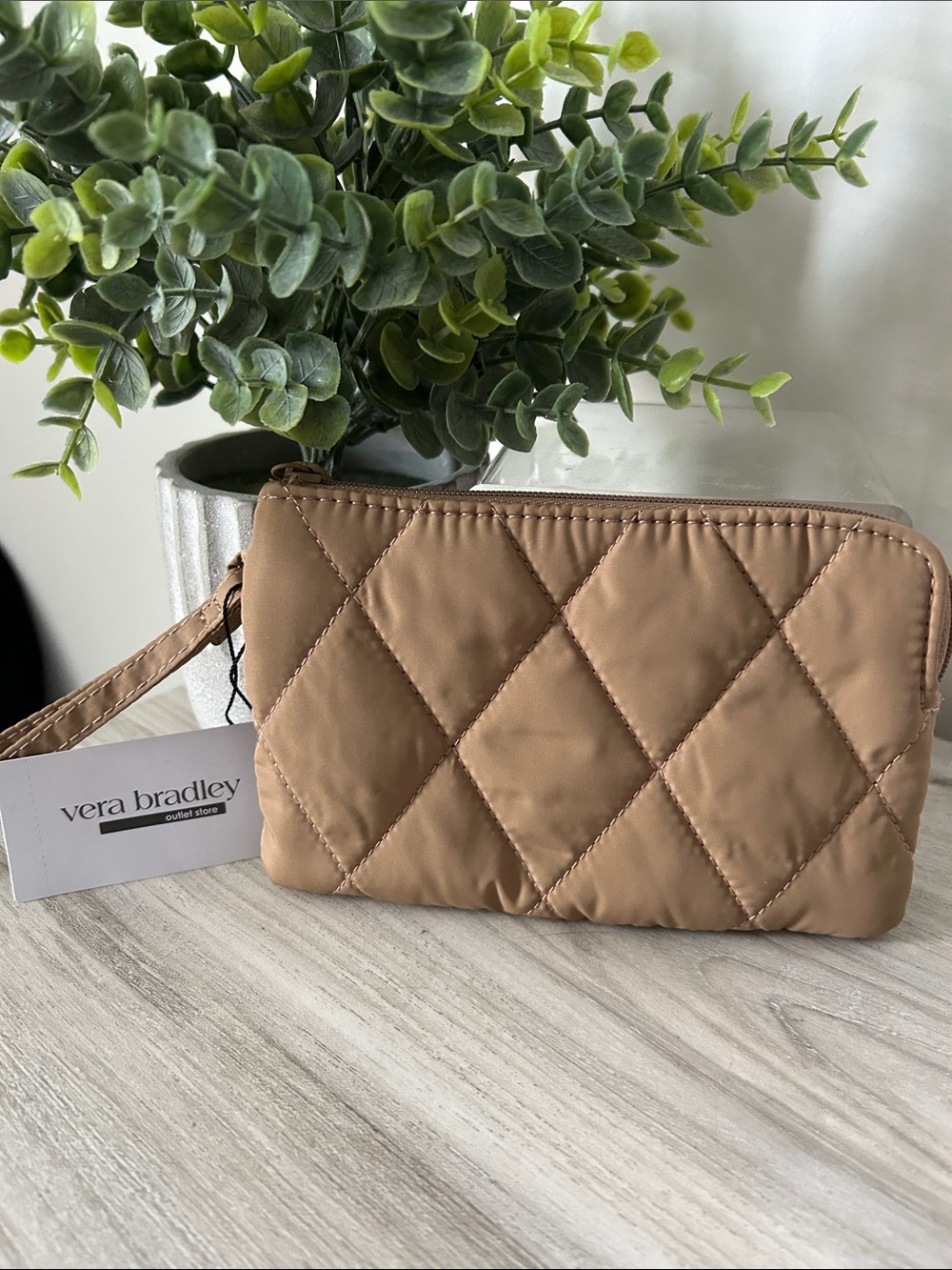 Vera Bradley Quilted Camel/Tan Wristlet NWT